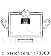 Cartoon Clipart Of A Screaming Television Mascot Vector Outlined Coloring Page
