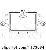 Cartoon Clipart Of A Loving Television Mascot Wanting A Hug Vector Outlined Coloring Page