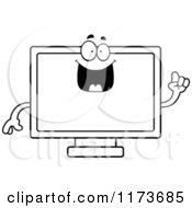 Poster, Art Print Of Black And White Smart Television Mascot With An Idea