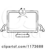 Cartoon Clipart Of A Sick Television Mascot Vector Outlined Coloring Page