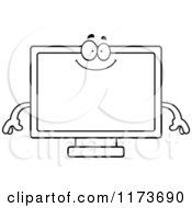 Cartoon Clipart Of A Happy Television Mascot Vector Outlined Coloring Page by Cory Thoman