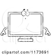 Cartoon Clipart Of A Surprised Television Mascot Vector Outlined Coloring Page by Cory Thoman