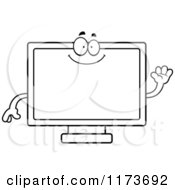 Cartoon Clipart Of A Waving Television Mascot Vector Outlined Coloring Page by Cory Thoman