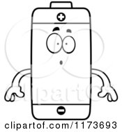 Cartoon Clipart Of A Surprised Battery Mascot Vector Outlined Coloring Page