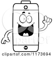 Poster, Art Print Of Black And White Smart Battery Mascot With An Idea