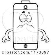 Cartoon Clipart Of A Sick Battery Mascot Vector Outlined Coloring Page by Cory Thoman