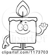 Cartoon Clipart Of A Waving Candle Mascot Vector Outlined Coloring Page