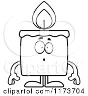 Cartoon Clipart Of A Surprised Candle Mascot Vector Outlined Coloring Page