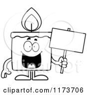 Poster, Art Print Of Black And White Happy Candle Mascot Holding A Sign