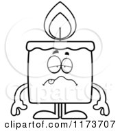 Cartoon Clipart Of A Sick Candle Mascot Vector Outlined Coloring Page