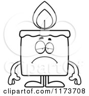 Cartoon Clipart Of A Depressed Candle Mascot Vector Outlined Coloring Page
