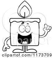 Poster, Art Print Of Black And White Smart Candle Mascot With An Idea
