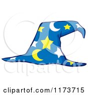 Cartoon Of A Moon And Stars Wizard Hat Royalty Free Vector Clipart by Hit Toon