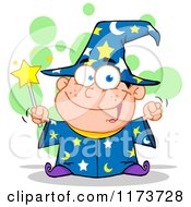 Poster, Art Print Of White Wizard Boy Holding A Wand With Green Bubbles