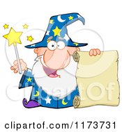 Poster, Art Print Of Happy Old Wizard Man Holding A Scroll And Wand