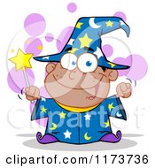 Poster, Art Print Of Black Wizard Boy Holding A Wand With Purple Bubbles