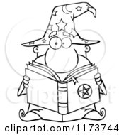 Poster, Art Print Of Black And White Wizard Man Reading A Spell Book