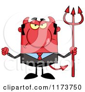 Poster, Art Print Of Mad Devil Businessman With A Pitchfork Waving A Fist