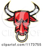 Red Angry Bull Head With A Nose Ring