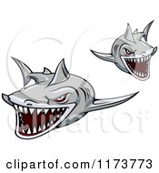 Poster, Art Print Of Aggressive Swimming Gray Sharks