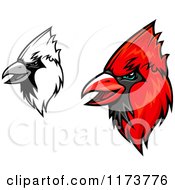 Poster, Art Print Of Grayscale And Red Cardinal Heads 2