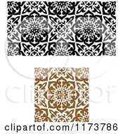 Poster, Art Print Of Seamless Black Brown And White Arabic Floral Patterns