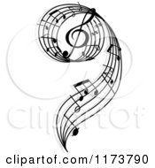 Poster, Art Print Of Black And White Music Swirl With Notes
