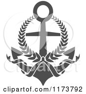 Clipart Of A Grayscale Heraldic Marine Anchor Royalty Free Vector Illustration