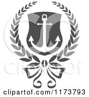Clipart Of A Grayscale Heraldic Marine Anchor 2 Royalty Free Vector Illustration