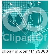 Clipart Of Airplanes Flying Over Asia And Australia In Turquoise Tones Royalty Free Vector Illustration by Vector Tradition SM