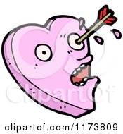 Cartoon Of A Pink Heart Mascot Shot With Cupids Arrow Royalty Free Vector Clipart by lineartestpilot
