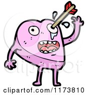 Cartoon Of A Pink Heart Mascot Shot With Cupids Arrow Royalty Free Vector Clipart by lineartestpilot