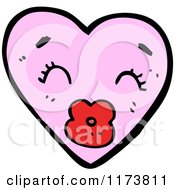 Poster, Art Print Of Pink Heart Mascot With Puckered Lips