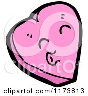 Cartoon Of A Pink Heart Mascot With Puckered Lips Royalty Free Vector Clipart