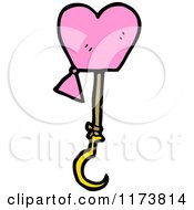 Cartoon Of A Pink Heart And Hook Royalty Free Vector Clipart by lineartestpilot