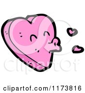 Poster, Art Print Of Pink Heart Mascot With Puckered Lips