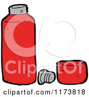 Cartoon Of A Red Thermos Royalty Free Vector Clipart by lineartestpilot