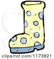 Cartoon Of A Polka Dot Rubber Boot Royalty Free Vector Clipart