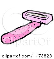 Cartoon Of A Pink Razor Royalty Free Vector Clipart by lineartestpilot