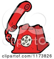 Cartoon Of A Red Landline Phone Royalty Free Vector Clipart