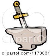 Cartoon Of A Sword In Stone Royalty Free Vector Clipart