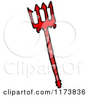 Cartoon Of A Red Pitchfork Trident Spear Royalty Free Vector Clipart