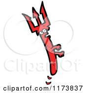 Cartoon Of A Red Pitchfork Trident Spear Royalty Free Vector Clipart by lineartestpilot