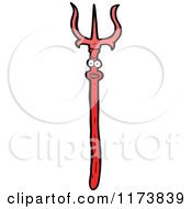 Cartoon Of A Red Pitchfork Trident Spear Royalty Free Vector Clipart
