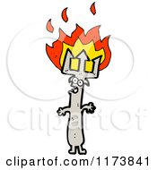 Cartoon Of A Trident Spear With Flames Royalty Free Vector Clipart by lineartestpilot