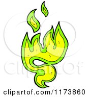 Cartoon Of Green And Yellow Flames Royalty Free Vector Clipart