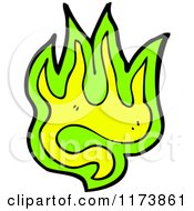 Cartoon Of Green And Yellow Flames Royalty Free Vector Clipart