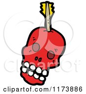 Cartoon Of A Red Skull With An Arrow Royalty Free Vector Clipart