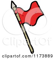 Cartoon Of A Red Flag Spear Royalty Free Vector Clipart