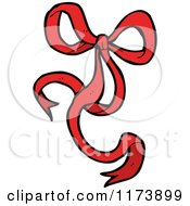 Cartoon Of A Red Ribbon Tied Into A Bow Royalty Free Vector Clipart